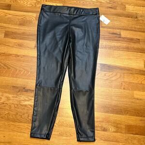 A New Day Womens XL Black Faux Leather Pleather Leggings Bikercore Edgy Moto New